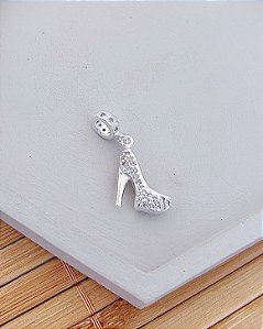Berloque Sapato Scarpin Cravejado - Prata 925