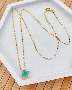 Colar Zirconia Turmalina Leitosa 50cm - Banho de Ouro 18k