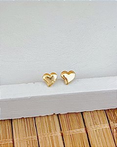 Brinco Infantil Coração Liso - Banho de Ouro 18k
