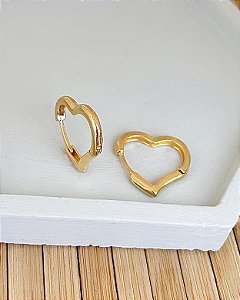 Brinco Argola Click Coração 2cm - Banho de Ouro 18k