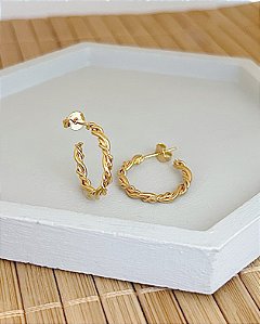 Brinco Argola 3 Fios Torcidos 2cm - Banho de Ouro 18k