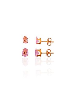 Brinco Duo Zircônia Gota - Banho de Ouro 18k