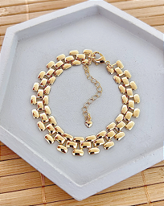 Pulseira Esteira 17cm - Banho de Ouro 18k