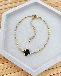 Pulseira Trevo Elo Português 18cm - Banho de Ouro 18k