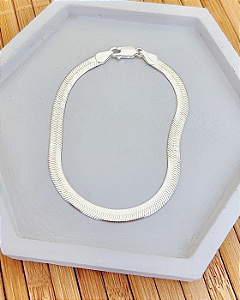 Pulseira Fita Laminada 4mm 18,5cm - Prata 925