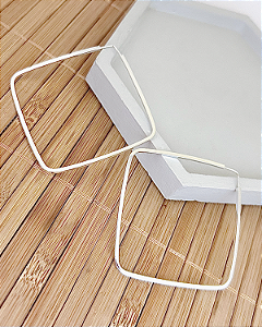 Brinco Argola Quadrada Fio Quadrado Encaixe 4,7cm - Prata 925