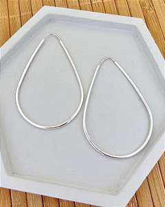 Brinco Argola Gota Fio Redondo Encaixe 5,7cm - Prata 925