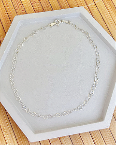 Tornozeleira Elo Coração 25cm - Prata 925