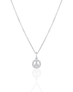 Colar Símbolo da Paz Cravejado Veneziana 45cm - Prata 925