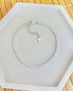 Pulseira Riviera Cristal 2mm 17cm + 3cm de extensor - Prata 925