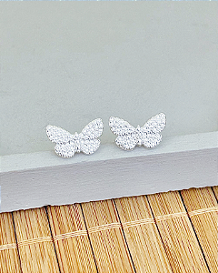 Brinco Borboleta Trabalhada 1,4cm - Prata 925