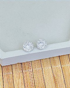 Brinco Zircônia com Circulo Cravejado 0,9cm - Prata 925