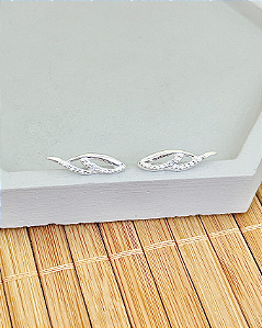 Brinco Curvas c/ 1 Zircônia 1,9cm - Prata 925