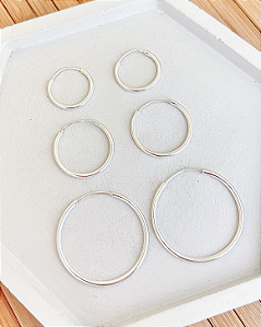 Brinco Trio de Argolinhas Finas de Encaixe - Prata 925