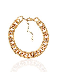 Pulseira Elo Grumet Grosso 40cm + 5cm de Extensor - Banho de Ouro 18k