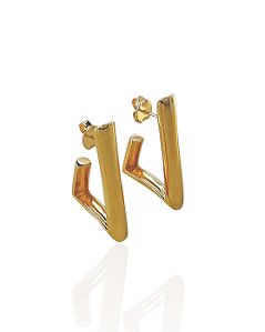 Brinco Argola Quadrada Tubo Lisa Abaulada - Banho de Ouro 18k