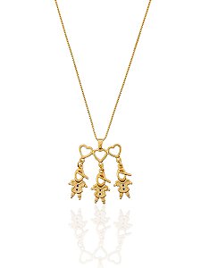Colar Filhos ( Três Meninos) Veneziana 45cm - Banho de Ouro 18k