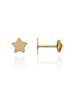 Brinco Infantil Estrela Lisa - Banho de Ouro 18k