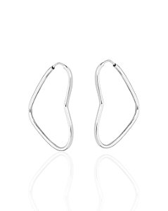 Brinco Argola Coração Fio Quadrado Encaixe 4,2cm - Prata 925