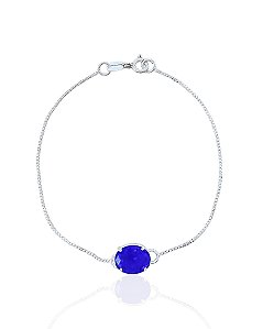 Pulseira Veneziana com Zircônia Azul Oval - Prata 925