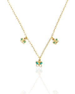 Colar Infantil Borboletas Resinadas - Banho de Ouro 18k