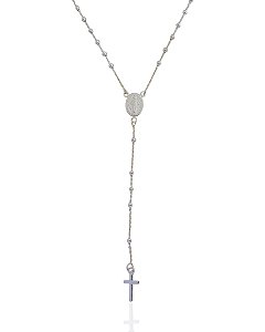 Colar Terço Veneziana 45cm - Prata 925