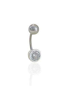 Piercing Umbigo Zircônia 6mm - Prata 925