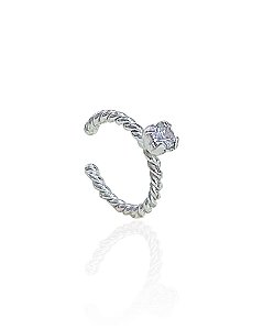 Piercing Fake Torcido com Zircônia 1,1cm - Prata 925