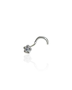 Piercing Nariz Flor com 1 Zircônia UNIDADE - Prata 925