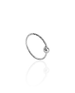 Piercing Argola Diamantado com Bolinha 1cm UNIDADE - Prata 925