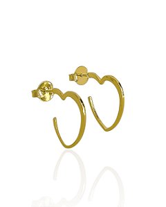 Brinco Argola Coração Lisa 2,3cm - Banho de Ouro 18k