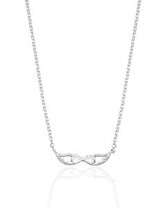 Colar Asa Coração de Zircônia 40cm - Prata 925