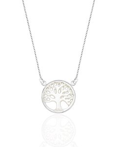 Colar Árvore da Vida Madrepérola 45cm - Prata 925