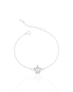 Pulseira Coroa Cravejada 16cm - Prata 925