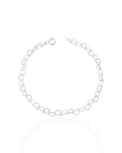 Pulseira Elo Coração 19cm - Prata 925