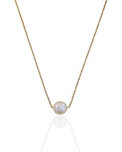 Colar 1 Pérola 45cm - Banho de Ouro 18k