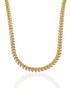 Colar Escamas Lisas 37cm - Banho Ouro 18k