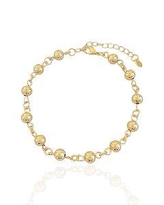 Pulseira Bolinhas 6mm 18cm - Banho de ouro 18k