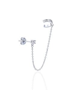 Brinco Ear Line Ponto de Luz e Piercing Fake Frisos UNIDADE - Prata 925