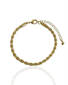 Pulseira Cordão Baiano 4mm 18cm - Banho de ouro 18k