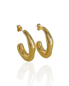 Brinco Argola Orgânica Puffer - Banho de Ouro 18k