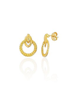Brinco Círculo Diamantado Vazado - Banho de Ouro 18k
