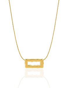 Colar Retangulo Orgânico Vazado 60cm - Banho de Ouro 18k