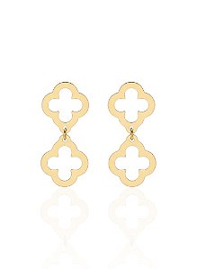 Brinco 2 Trevos Vazados - Banho de Ouro 18k