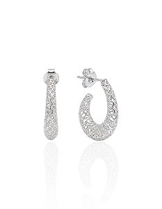 Brinco Argola Tela Vazada 1,8cm - Prata 925