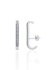 Brinco Ear Hook Linha Cravejada 2,6cm - Prata 925