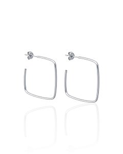 Brinco Argola Quadrada Tarraxa 3cm - Prata 925