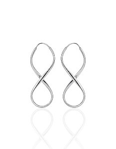 Brinco Argola Infinito Fio Quadrado Encaixe 4cm - Prata 925