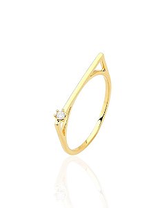 Anel Quadrado Vazado com Ponto de Luz - Banho de Ouro 18k
