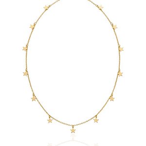 Colar Pingentes de Estrela 45cm - Banho de Ouro 18k